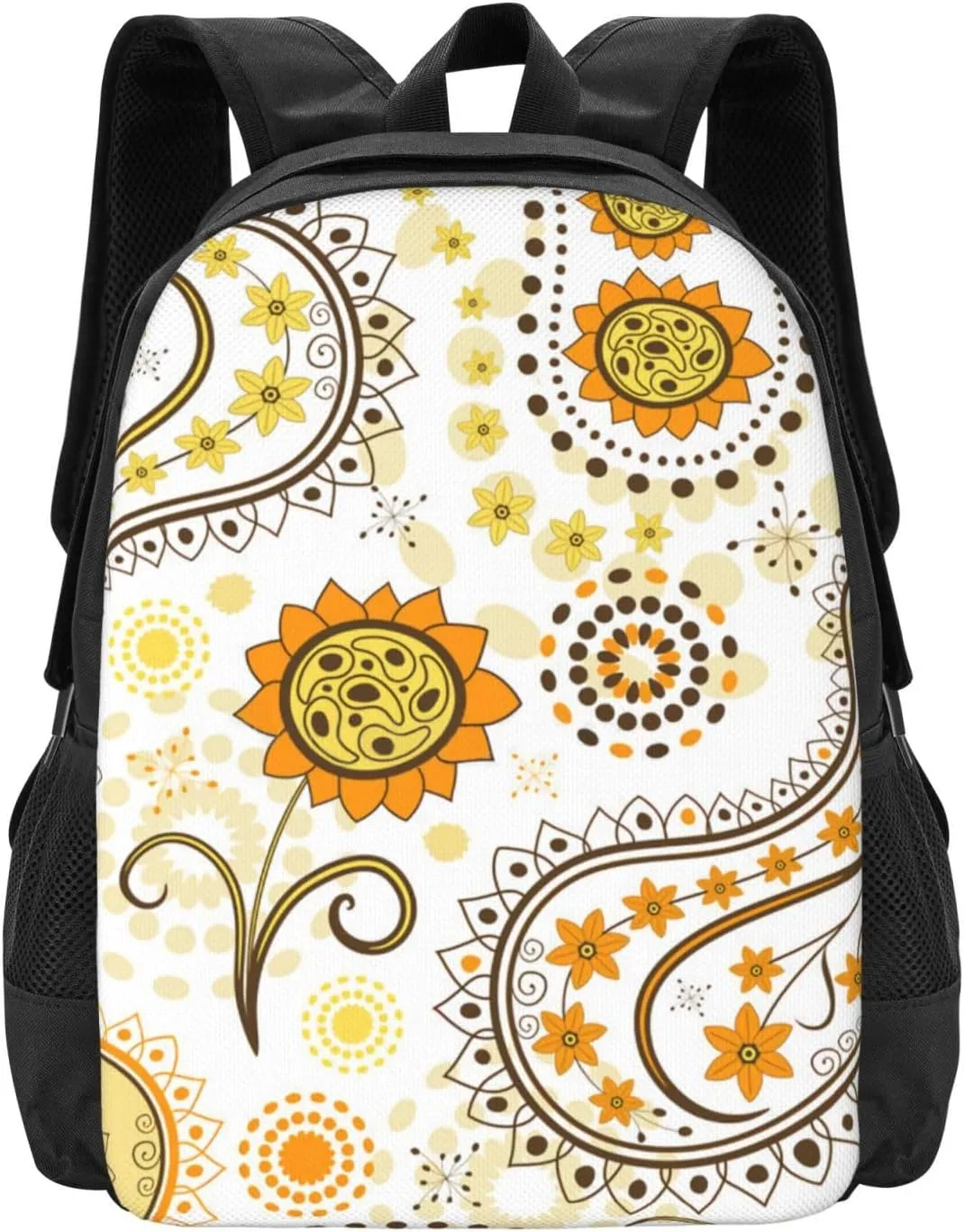 Sunflowers And Paisley Vintage Boho Lightweight Packable Backpack Travel Casual Large Capacity Daypack Foldable Backpack For Men Women