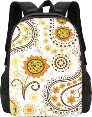 Sunflowers And Paisley Vintage Boho Lightweight Packable Backpack Travel Casual Large Capacity Daypack Foldable Backpack For Men Women