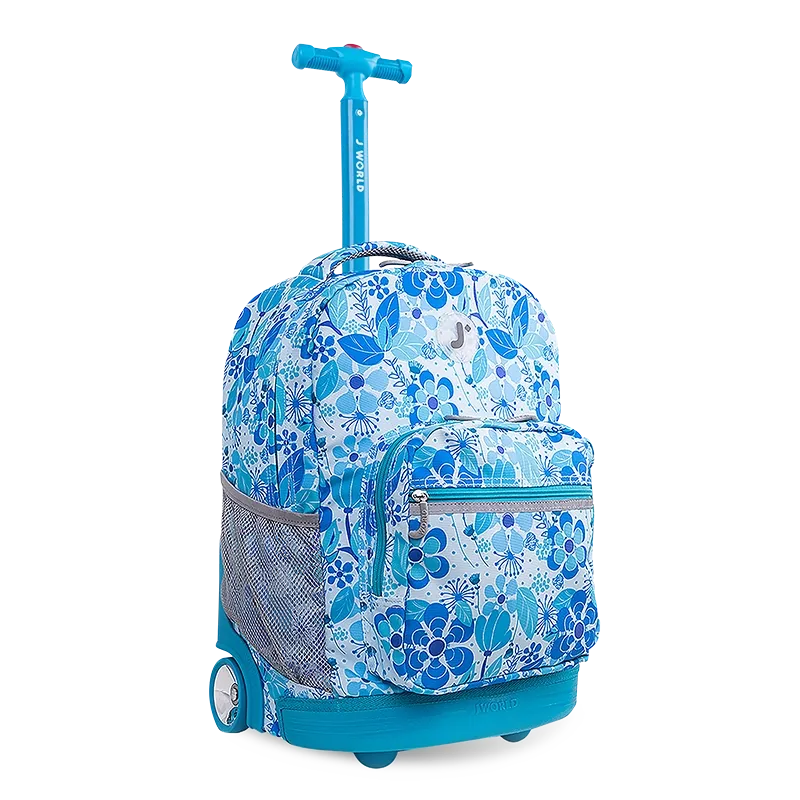 Sunrise Rolling Backpack (18 Inch) in Blue Vine