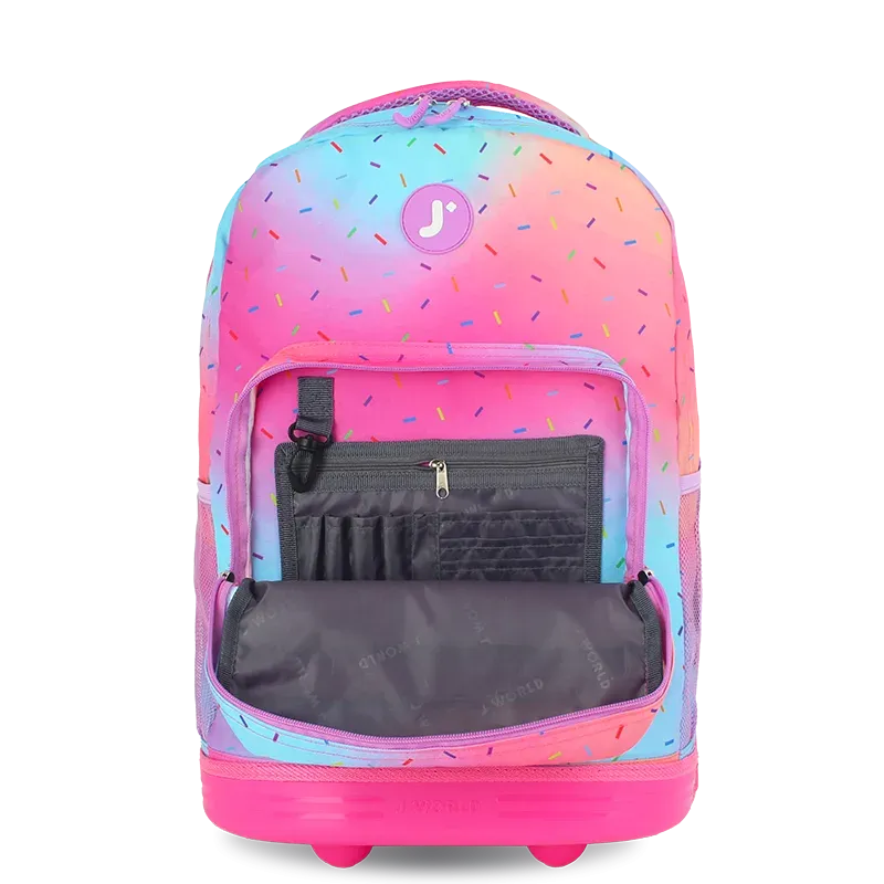 Sunrise Rolling Backpack (18 Inch) in Confetti