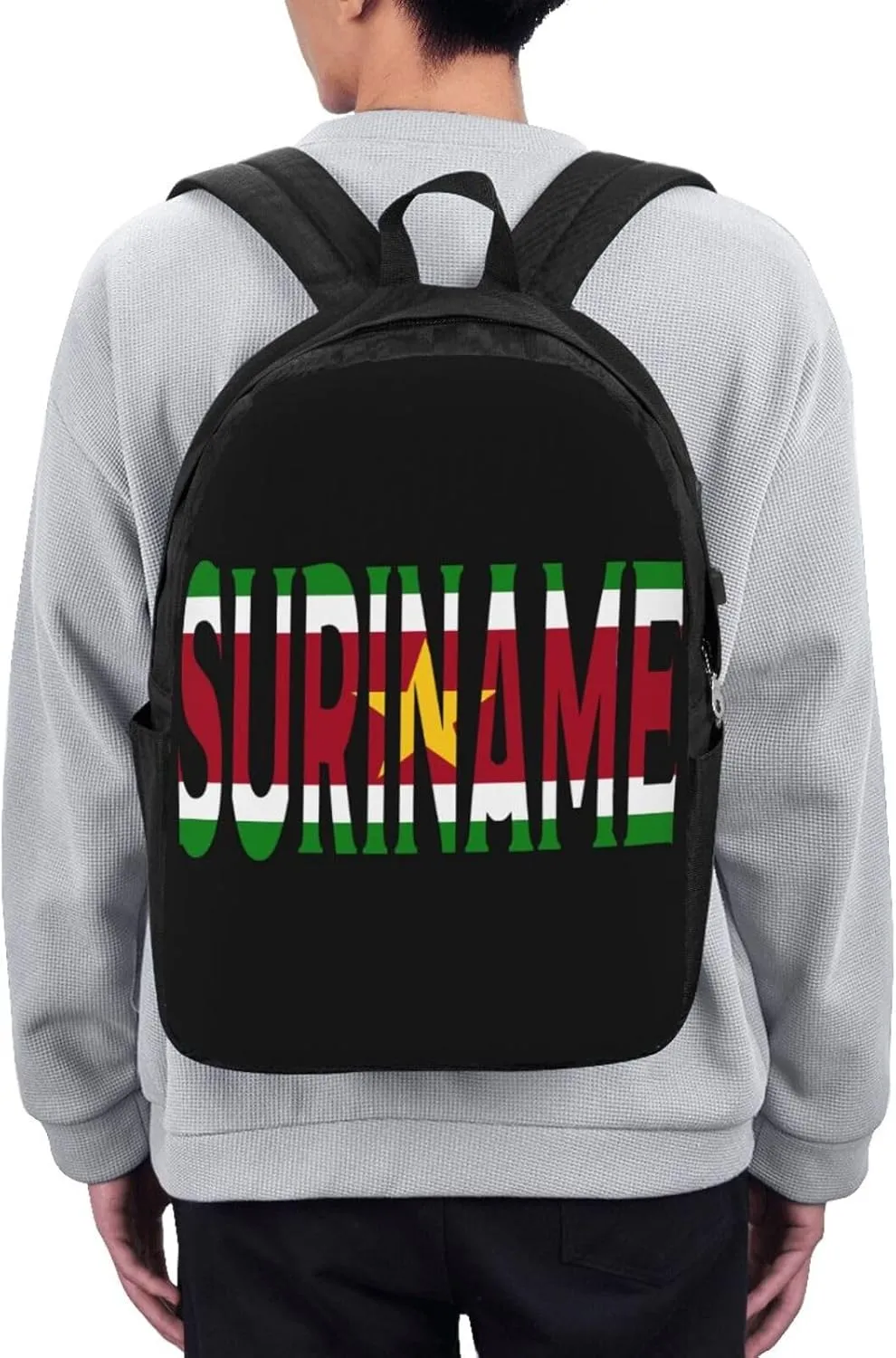 Suriname Font Surinamese Flag Laptop Backpacks Travel Backpack Casual Business Daypack Sport Rucksack Computer Bag Fits up to 17 Inch Notebook with USB Port