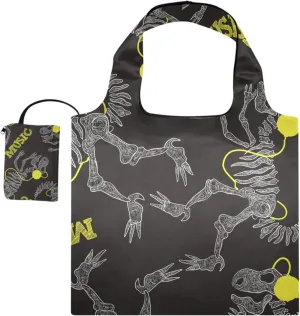 susiyo Skeleton Dinosaur Black Foldable Reusable Grocery Shopping Tote Bag Heavy Duty Eco-friendly Travel Recycle Shoulder Bag Folding to fits in Pocket for Women Men