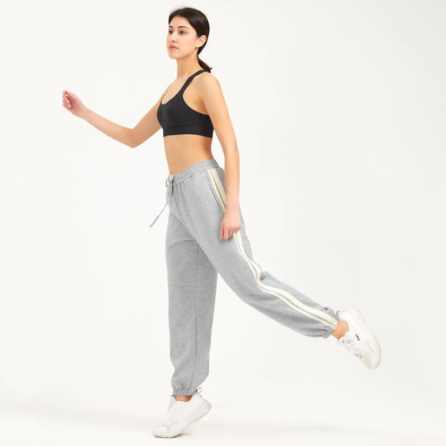 Sweatpants Women with Pockets,Lightweight Jogger Pants for Women, 60% Cotton Comfy Baggy Sweatpants