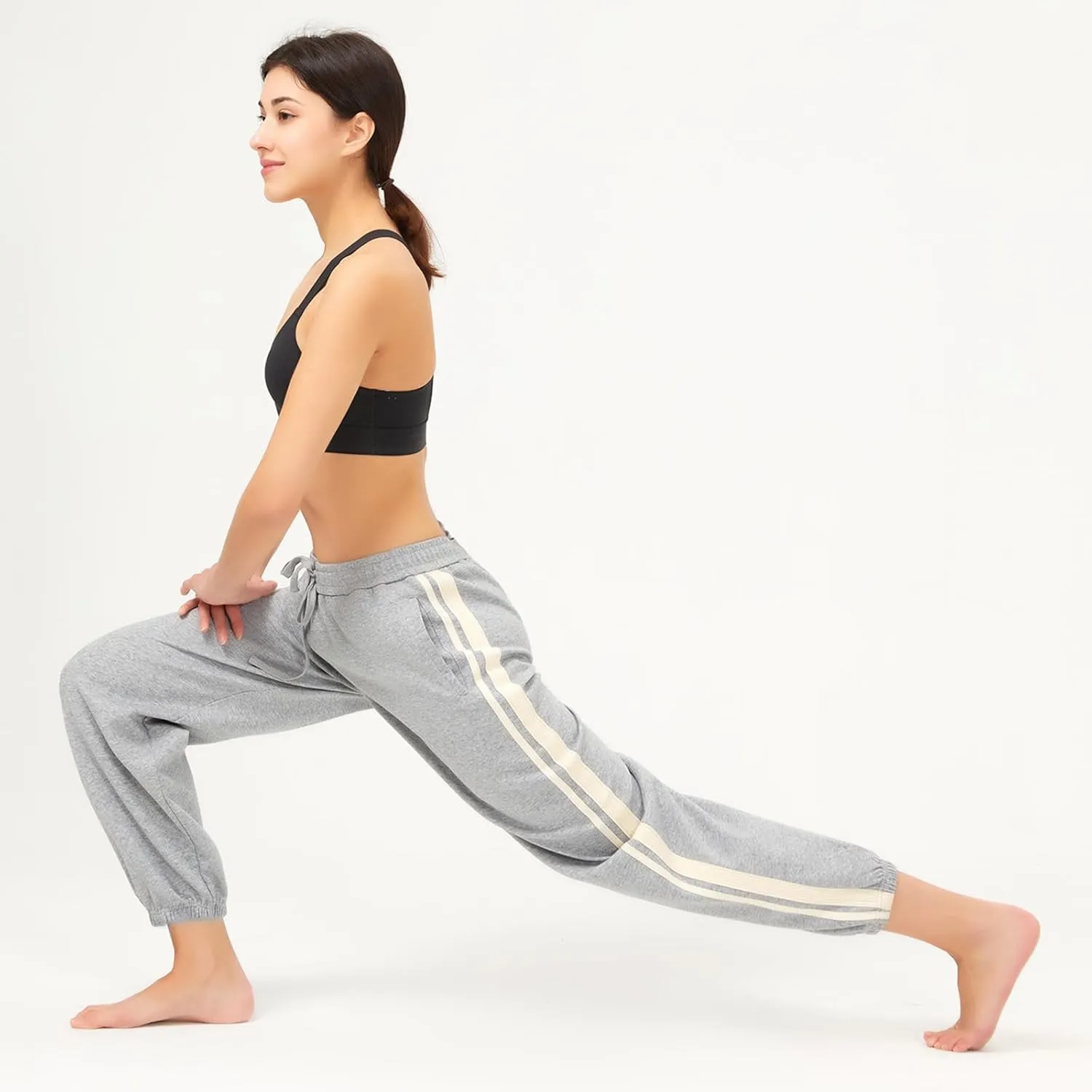 Sweatpants Women with Pockets,Lightweight Jogger Pants for Women, 60% Cotton Comfy Baggy Sweatpants