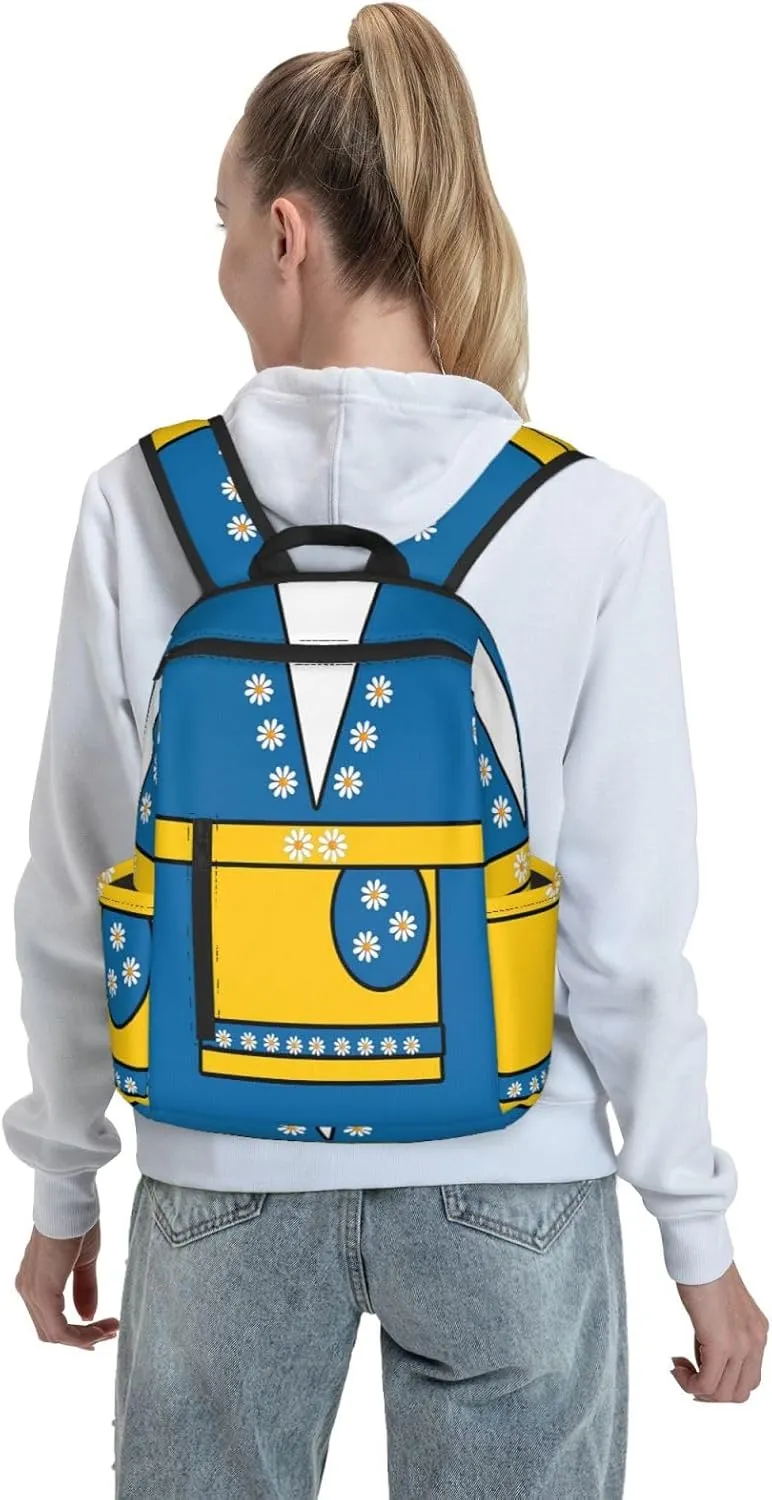 Swedish Sweden Flag Daisies Casual Laptop Backpack Travel Rucksack Sports Daypack Adjustable Strap Bags with Multi-Pockets for Working Running Camping