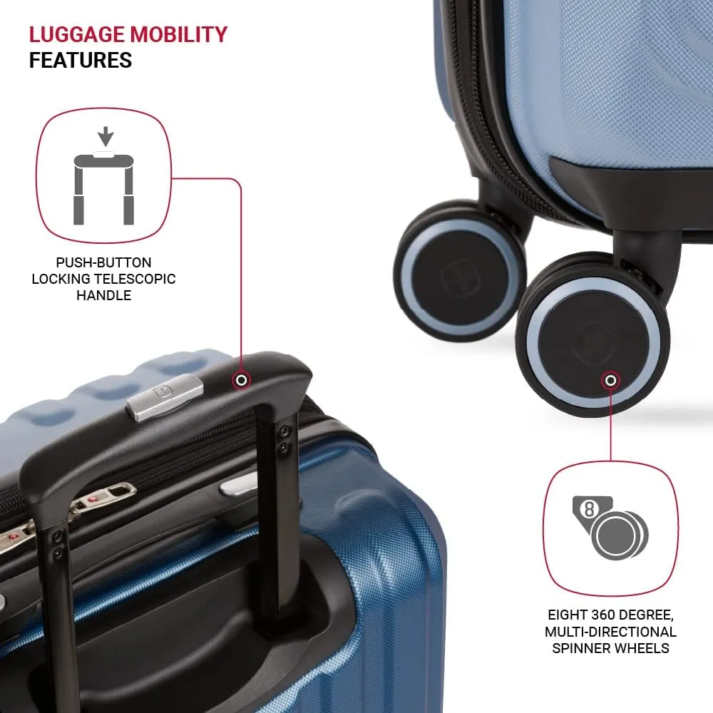 SwissGear Duet Hardside Expandable Luggage with Spinner Wheels, Light Blue/Navy, Carry-On 19-Inch