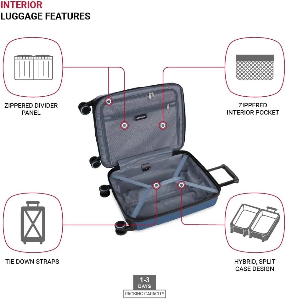SwissGear Duet Hardside Expandable Luggage with Spinner Wheels, Light Blue/Navy, Carry-On 19-Inch