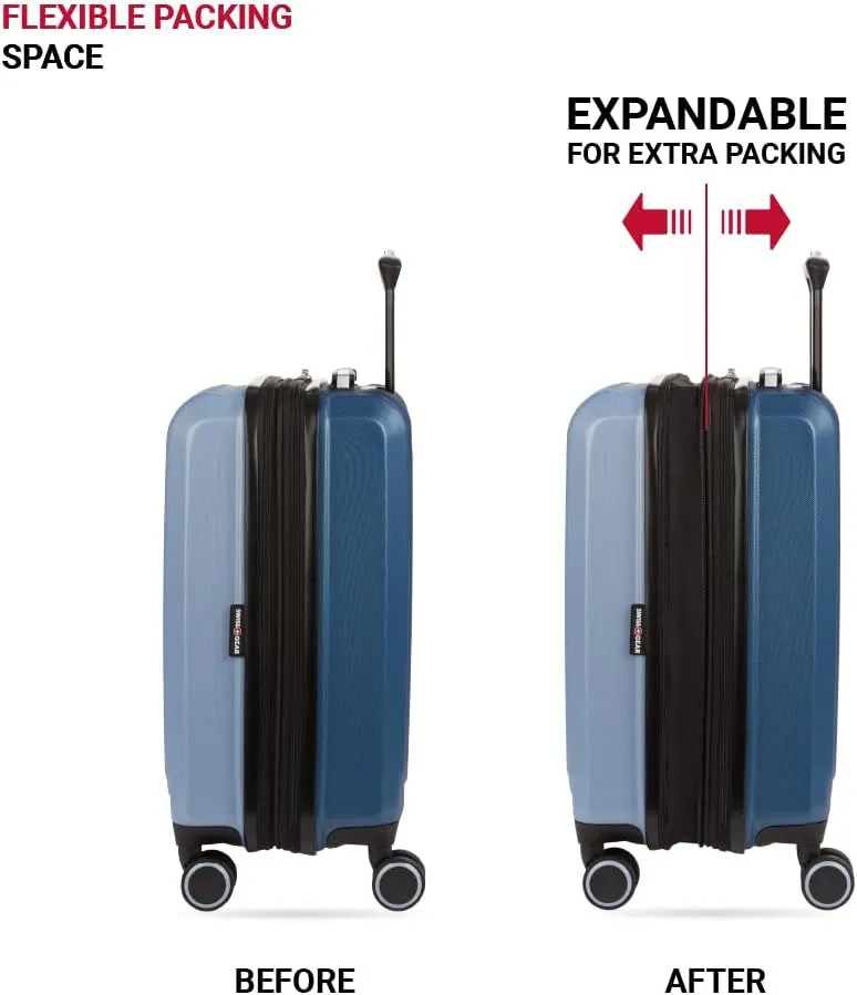 SwissGear Duet Hardside Expandable Luggage with Spinner Wheels, Light Blue/Navy, Carry-On 19-Inch