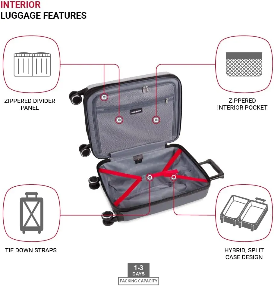 SwissGear Duet Hardside Expandable Luggage with Spinner Wheels, Light Grey/Ash Grey, Carry-On 19-Inch