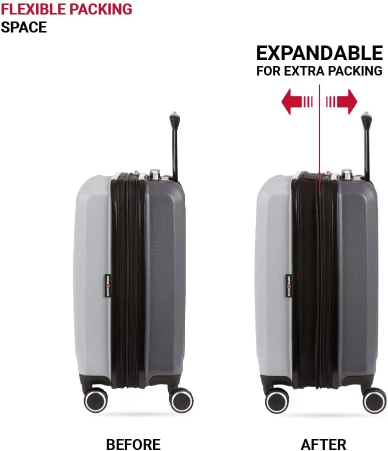 SwissGear Duet Hardside Expandable Luggage with Spinner Wheels, Light Grey/Ash Grey, Carry-On 19-Inch