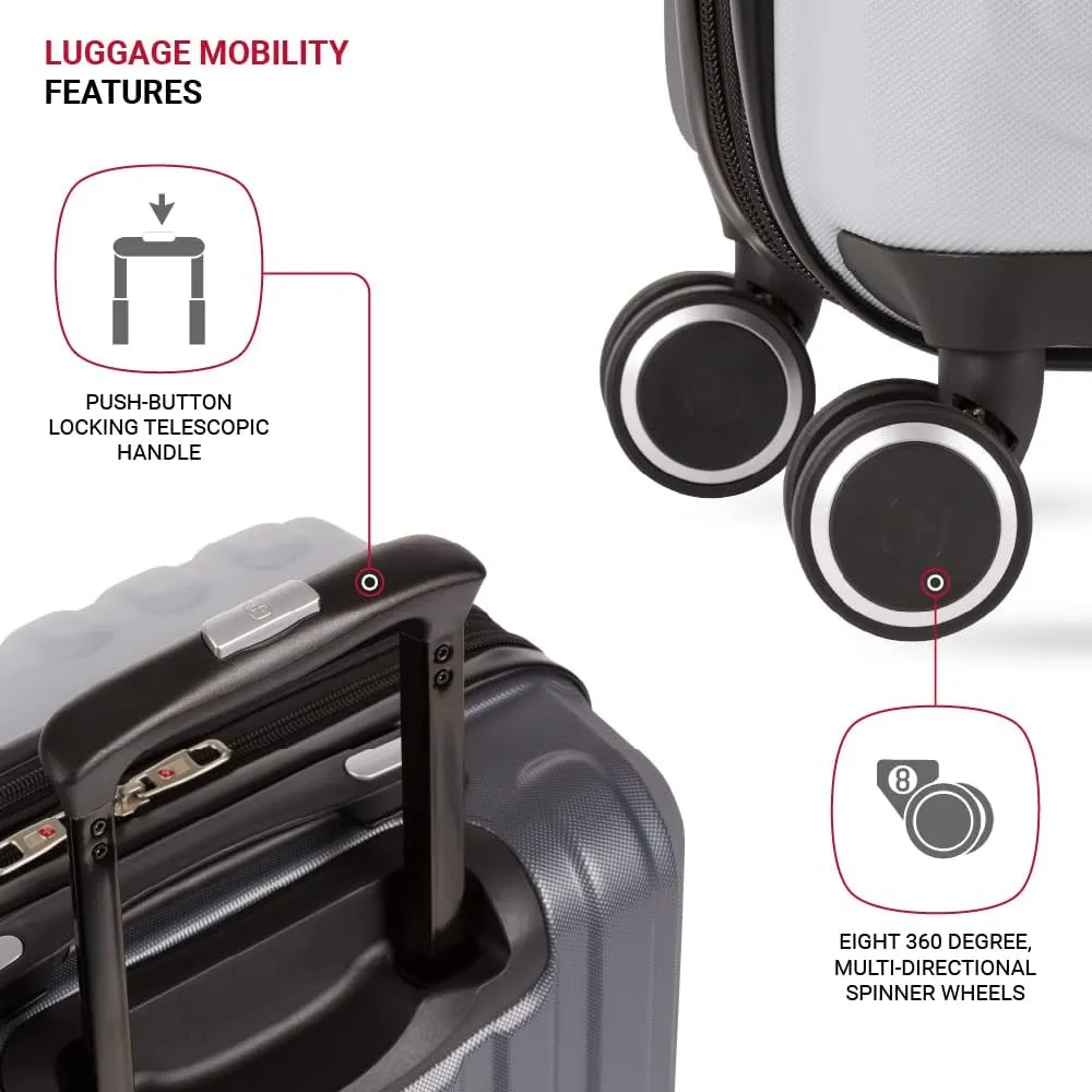 SwissGear Duet Hardside Expandable Luggage with Spinner Wheels, Light Grey/Ash Grey, Carry-On 19-Inch