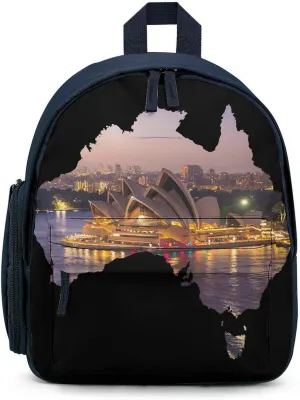 Sydney Opera House Australia Map Cute Backpack Shoulders Bag Casual Daypacks Travel Back Pack for Camping Hiking Blue-style