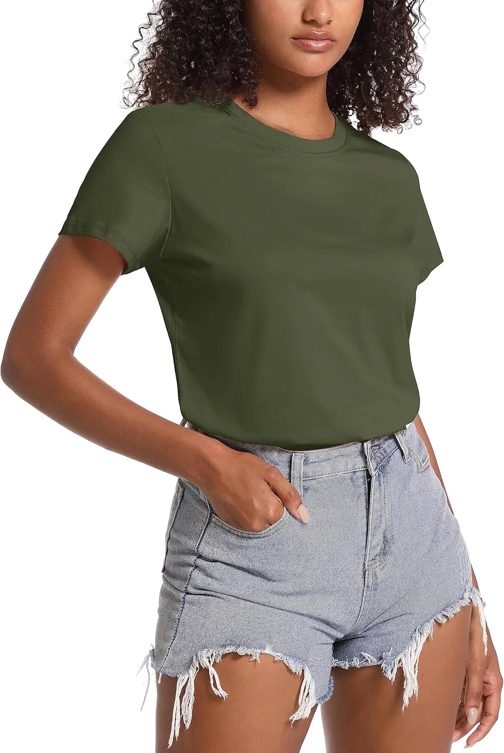 TACVASEN Cotton T-Shirts for Women Crew Neck Short Sleeves Tops Soft Lightweight Casual Summer Basic Tee