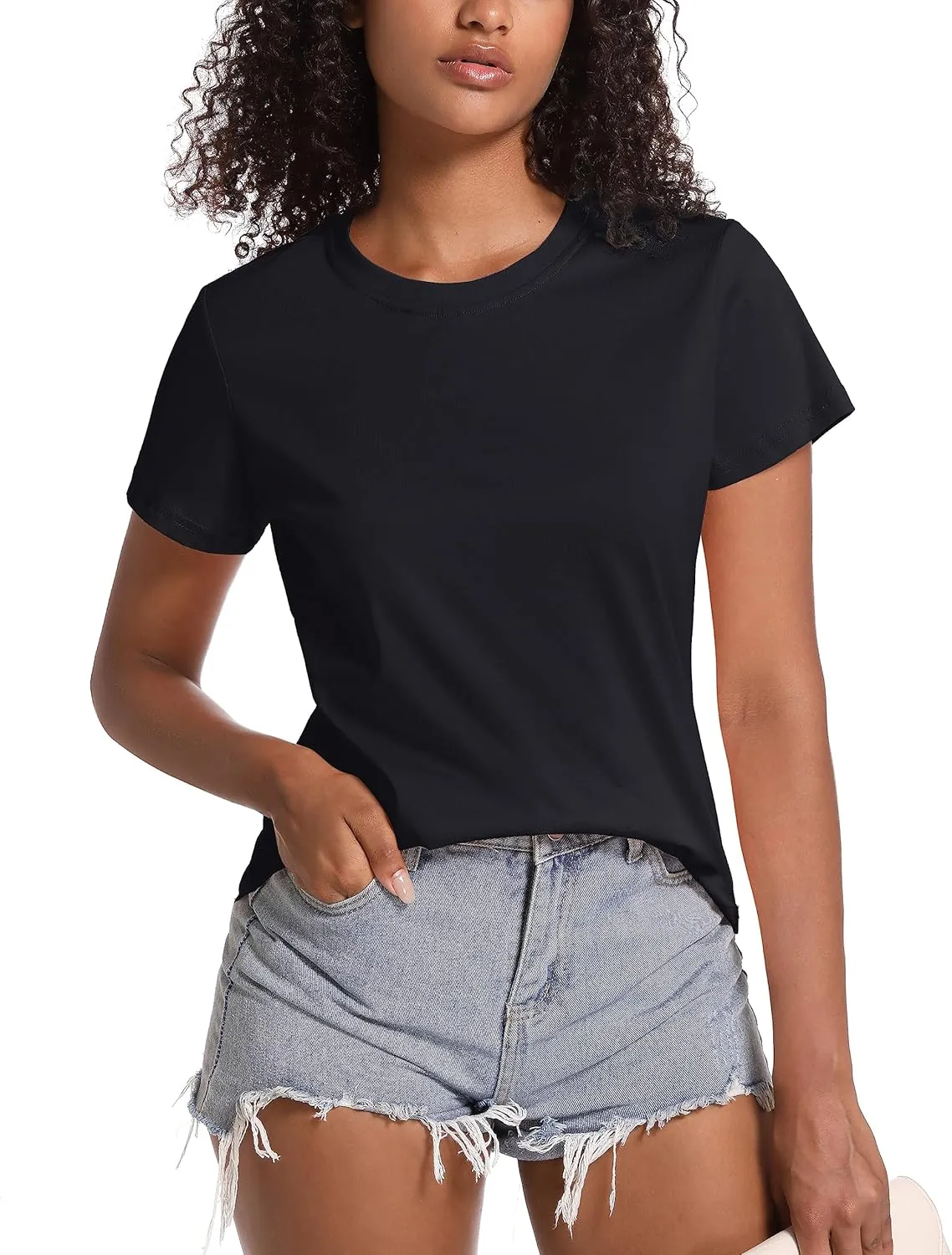 TACVASEN Cotton T-Shirts for Women Crew Neck Short Sleeves Tops Soft Lightweight Casual Summer Basic Tee