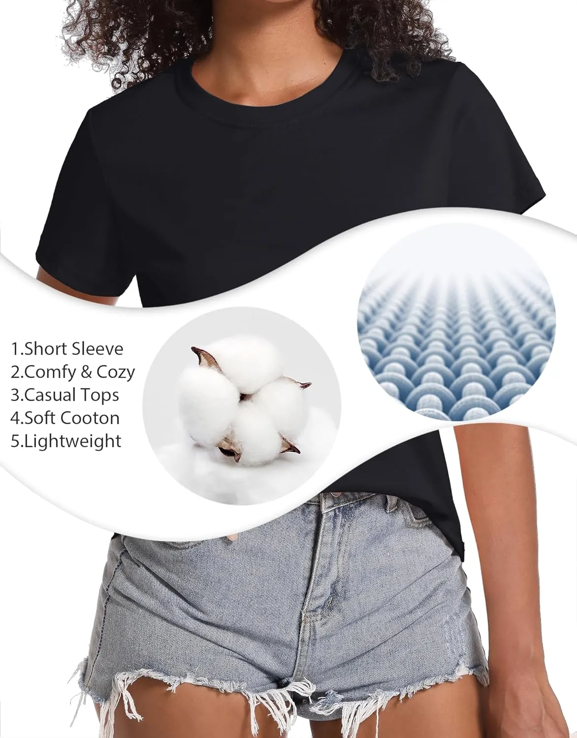 TACVASEN Cotton T-Shirts for Women Crew Neck Short Sleeves Tops Soft Lightweight Casual Summer Basic Tee