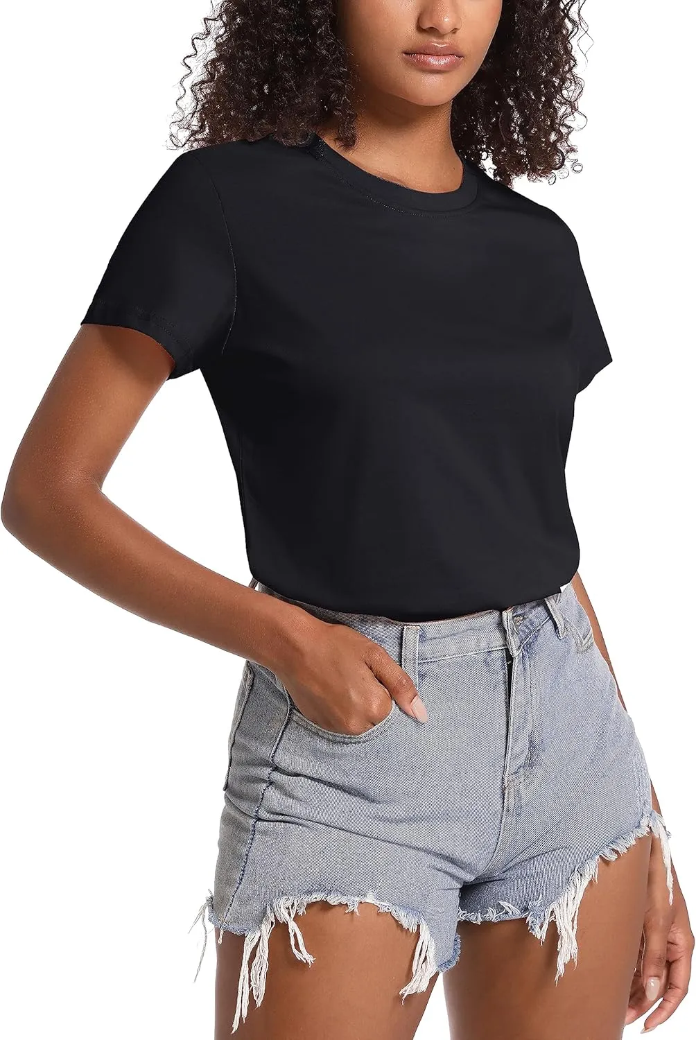 TACVASEN Cotton T-Shirts for Women Crew Neck Short Sleeves Tops Soft Lightweight Casual Summer Basic Tee