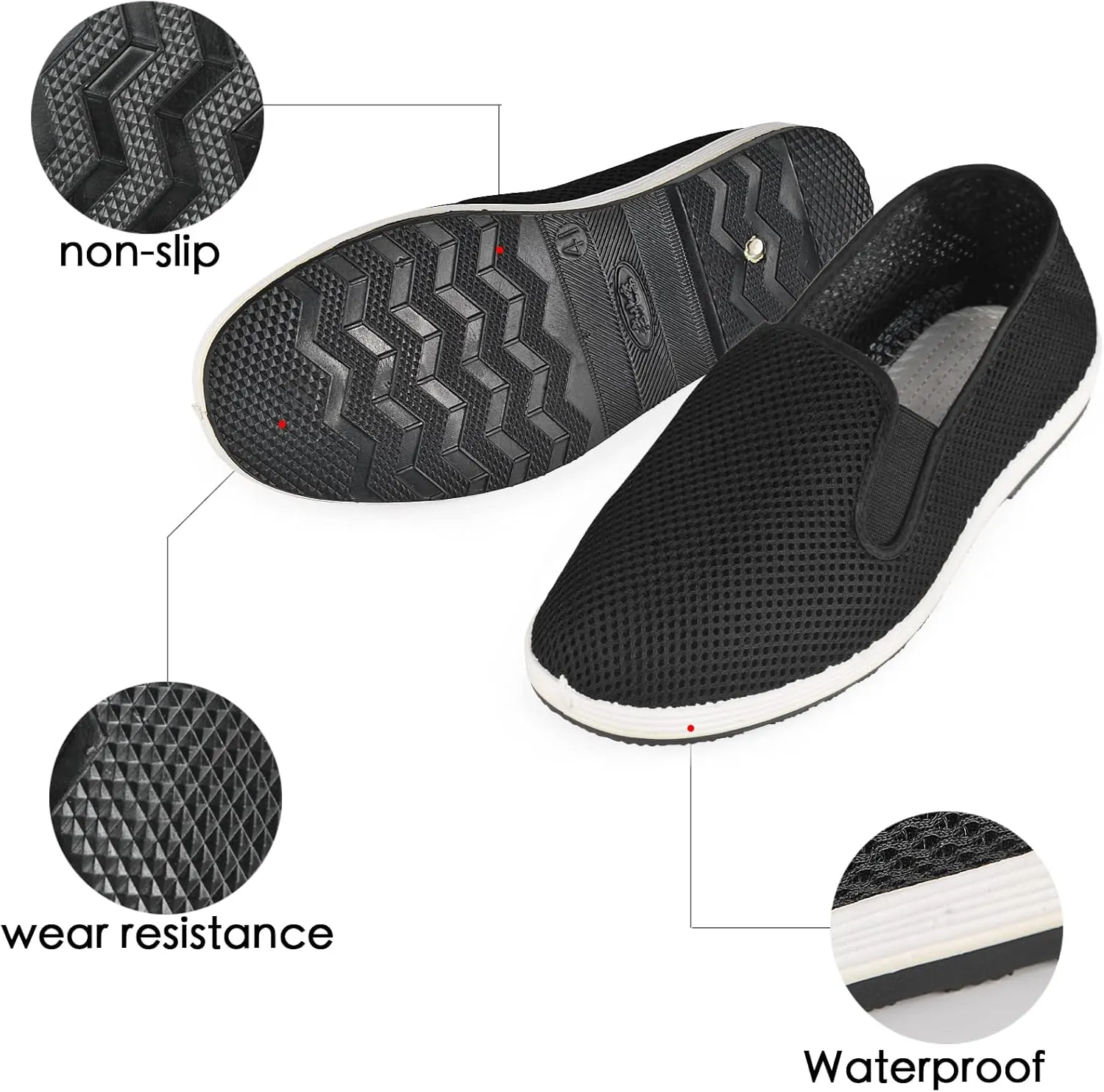 Tai Chi Shoes Fit for Kung Fu and Martial Arts, Light, Soft, and Breathable Suitable for Indoor/Outdoor Activities, Anti-Slip for Car Driving and Fishing, Black