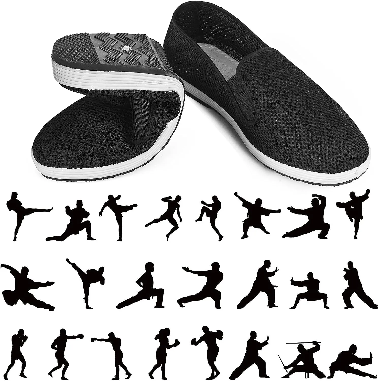 Tai Chi Shoes Fit for Kung Fu and Martial Arts, Light, Soft, and Breathable Suitable for Indoor/Outdoor Activities, Anti-Slip for Car Driving and Fishing, Black