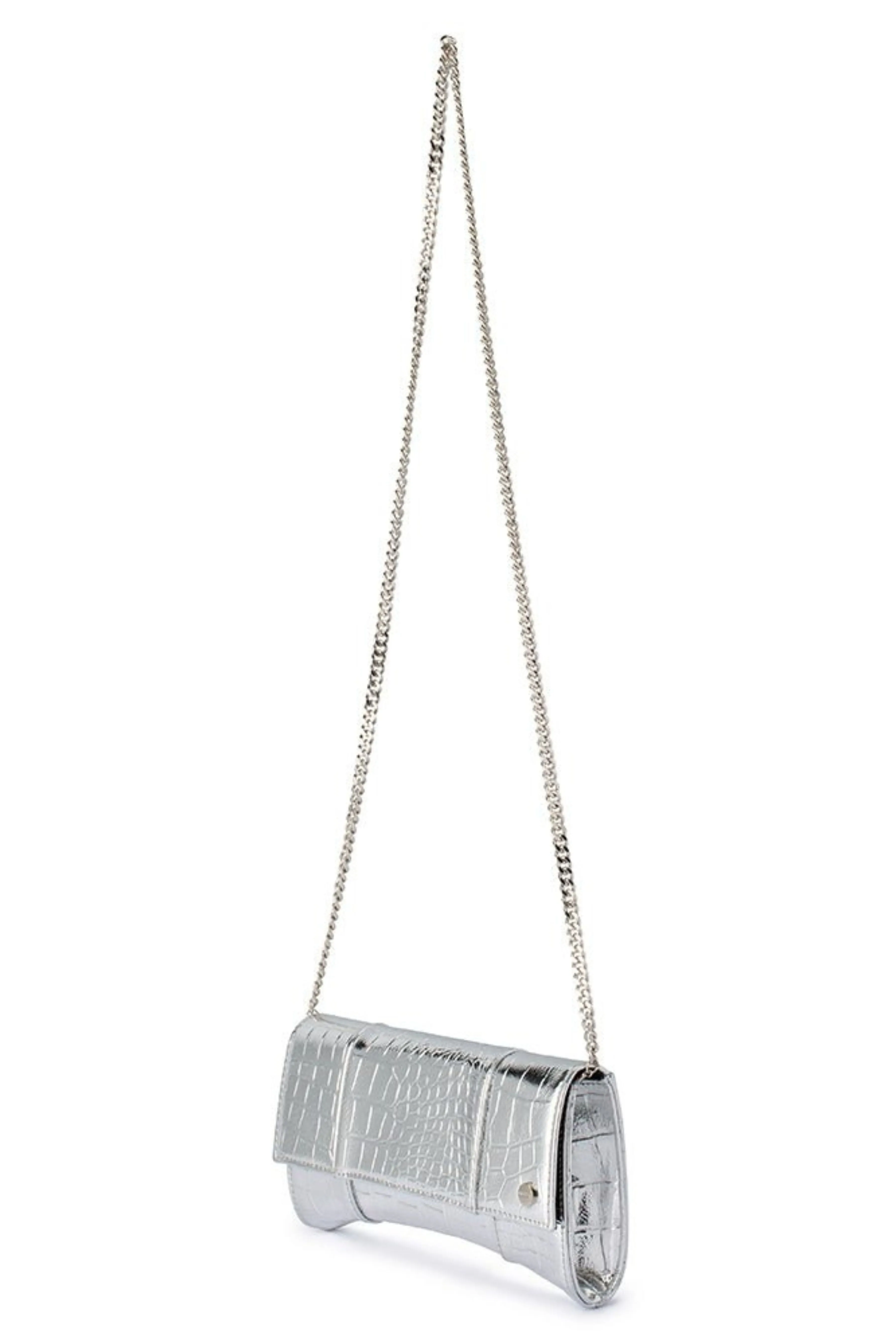 Tash Curved Clutch - Silver
