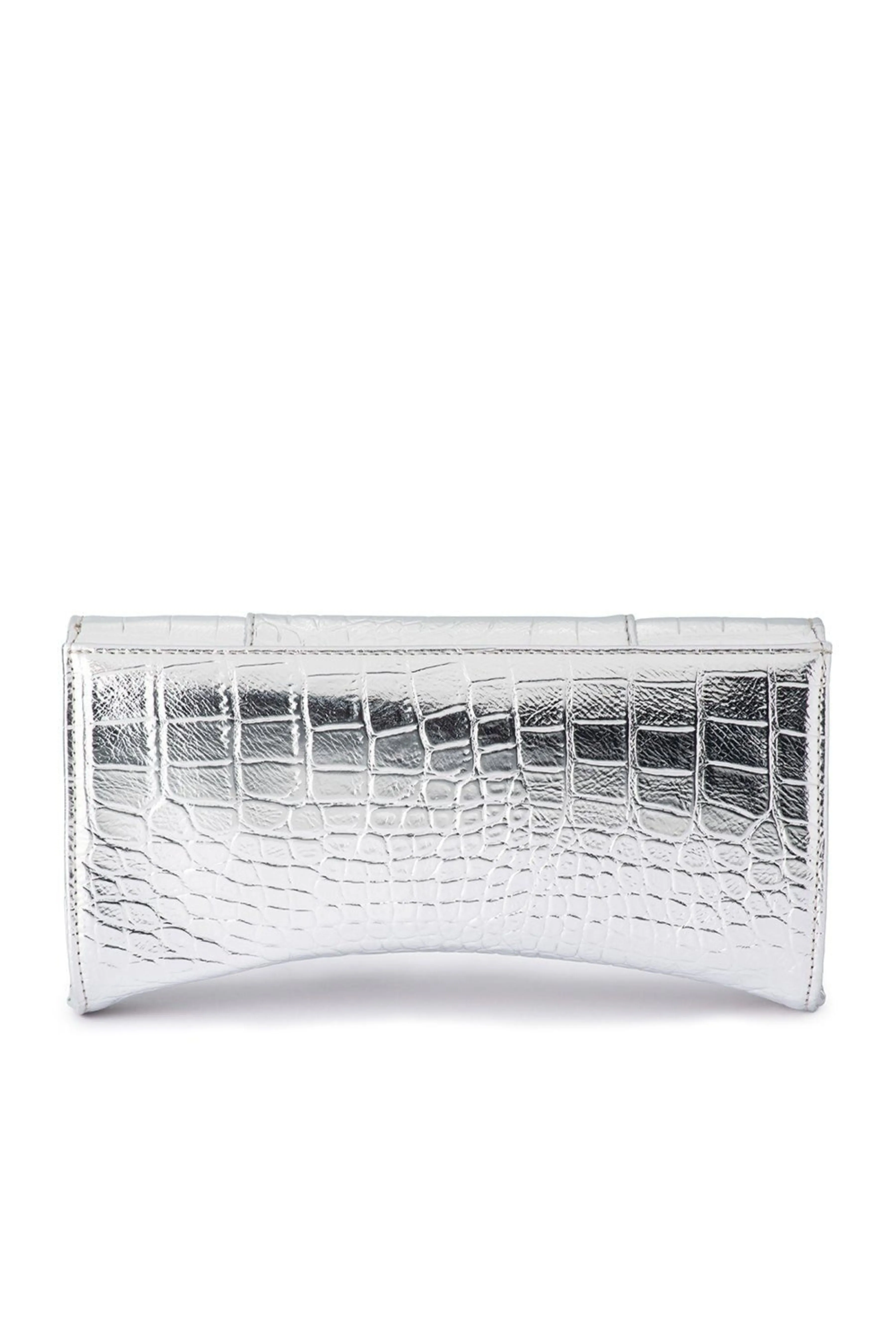 Tash Curved Clutch - Silver