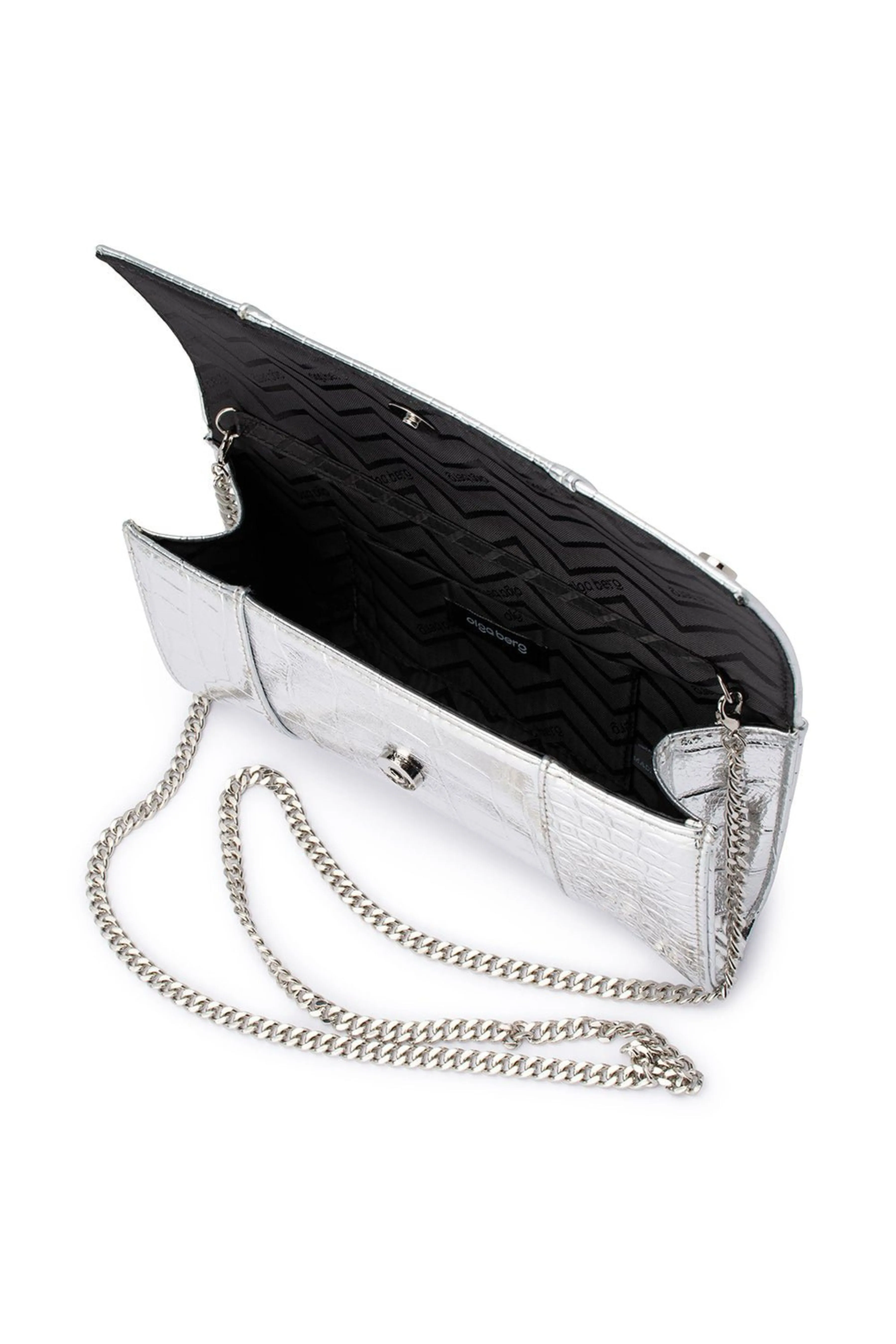 Tash Curved Clutch - Silver