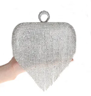 Tassel Rhinestone Finger Ring Evening Bags Diamonds Wedding Handbags Women Day Clutch Mini Purse Bag With Chain Mixed Color
