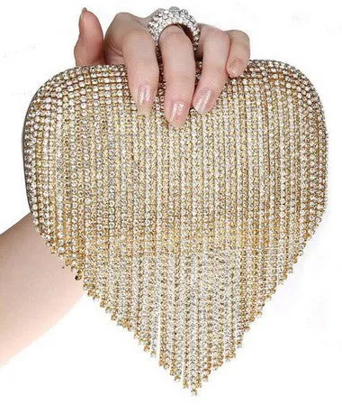 Tassel Rhinestone Finger Ring Evening Bags Diamonds Wedding Handbags Women Day Clutch Mini Purse Bag With Chain Mixed Color
