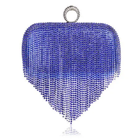 Tassel Rhinestone Finger Ring Evening Bags Diamonds Wedding Handbags Women Day Clutch Mini Purse Bag With Chain Mixed Color