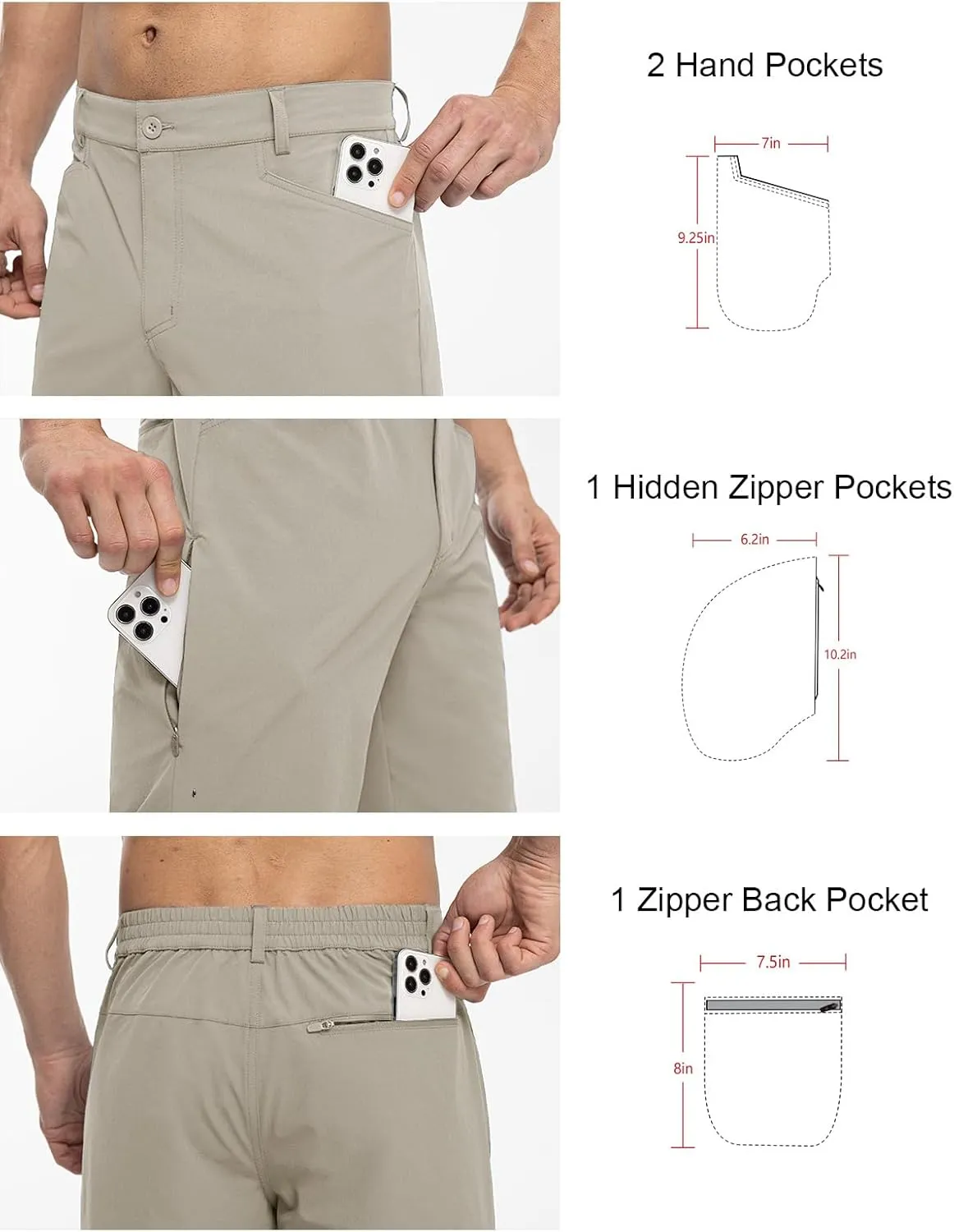 TBMPOY Men's Golf Dress Shorts Stretch Elastic Waist 11" Quick Dry Lightweight Travel Casual Shorts 5 Pockets Travel Casual
