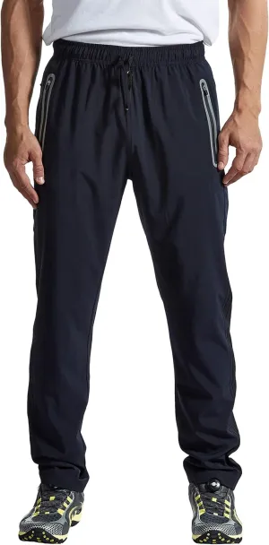 TBMPOY Men's Lightweight Hiking Travel Pants Breathable Athletic Fishing Active Joggers Zipper Pockets