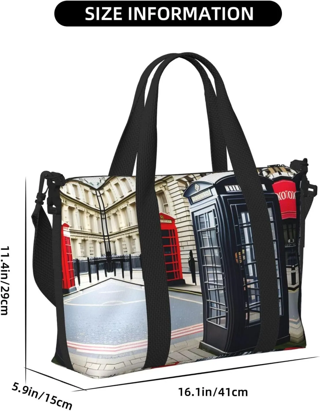 Telephone Booth Travel Duffel Bag Carry On Tote Bags For Men,Weekender Overnight Bag,Sports Tote Gym Bag