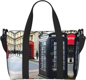 Telephone Booth Travel Duffel Bag Carry On Tote Bags For Men,Weekender Overnight Bag,Sports Tote Gym Bag