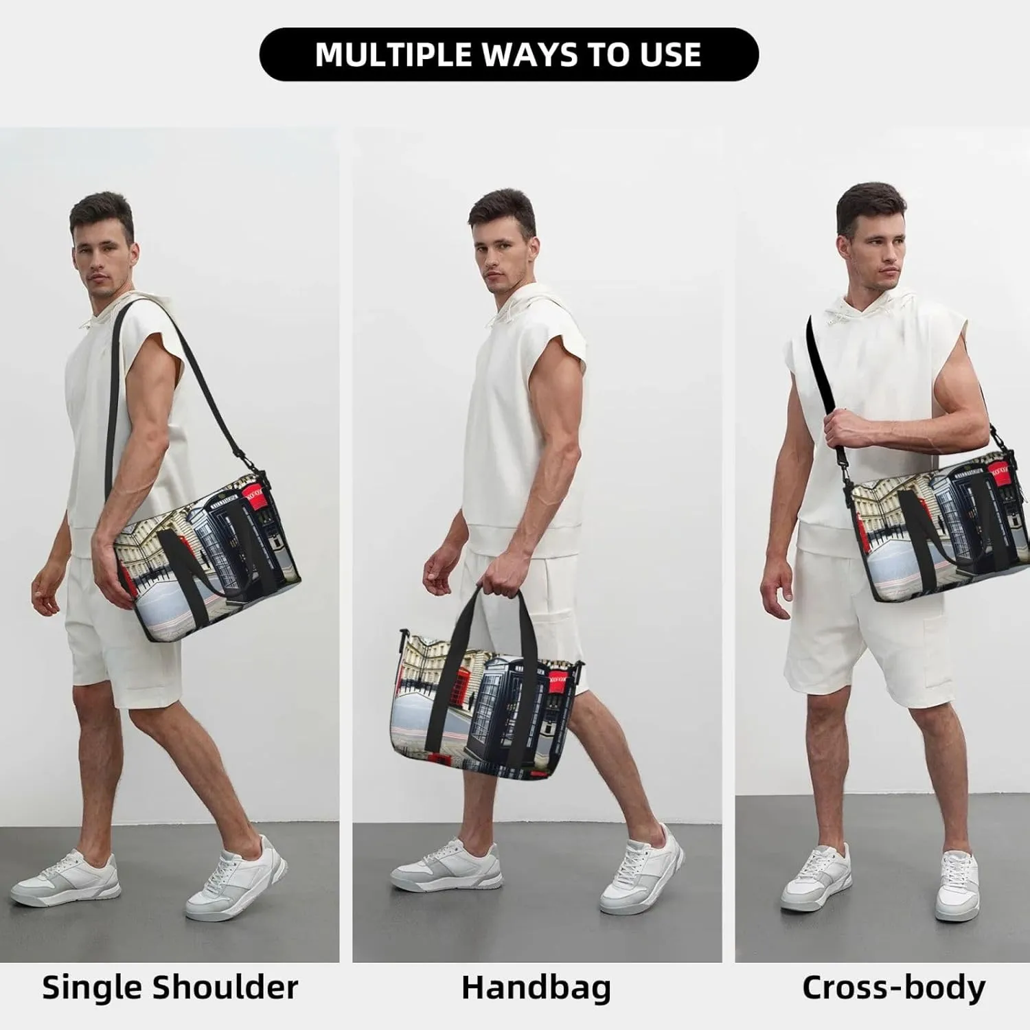 Telephone Booth Travel Duffel Bag Carry On Tote Bags For Men,Weekender Overnight Bag,Sports Tote Gym Bag