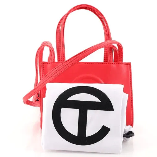 TELFAR VEGAN LEATHER SMALL SHOPPING TOTE BAG