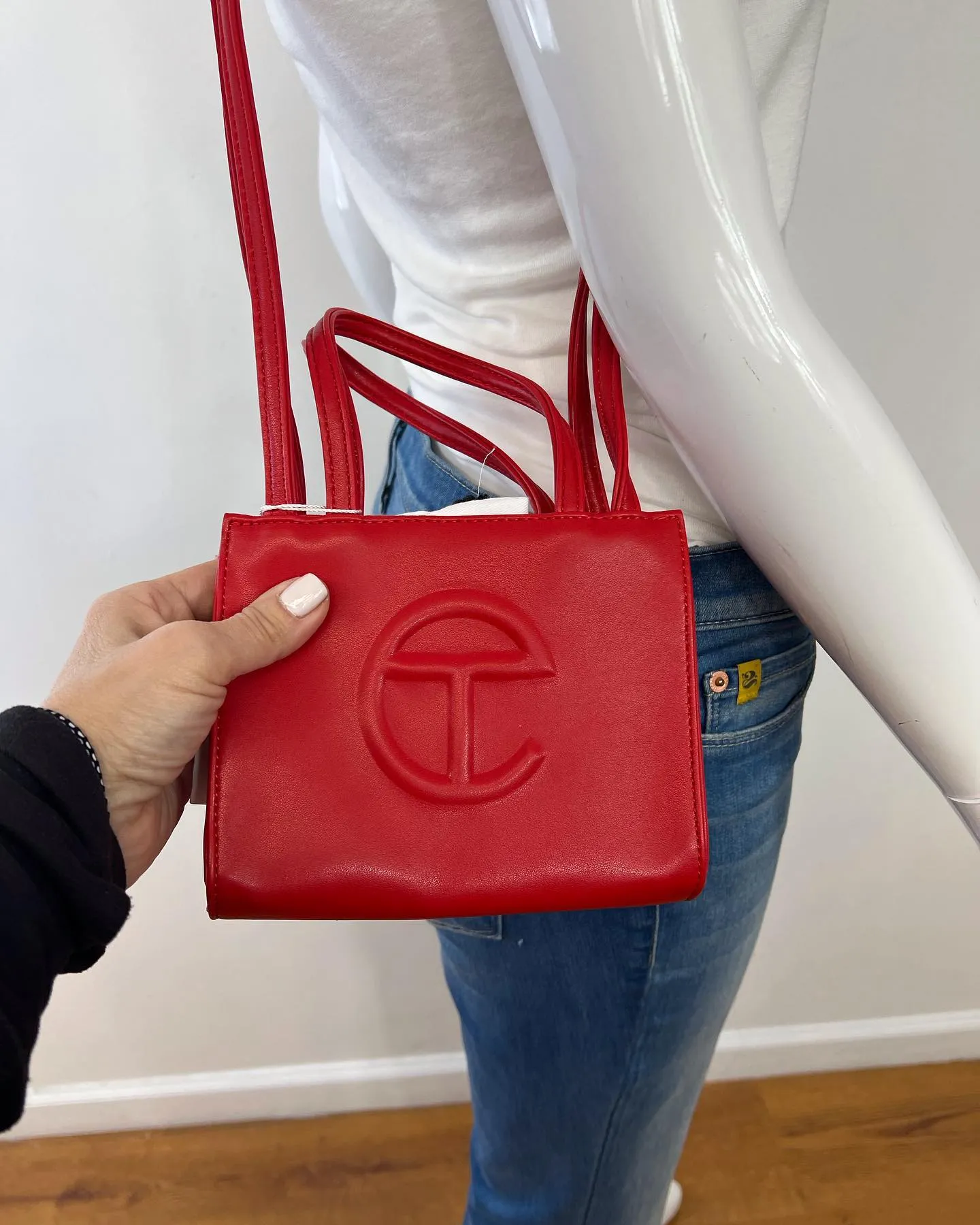 TELFAR VEGAN LEATHER SMALL SHOPPING TOTE BAG