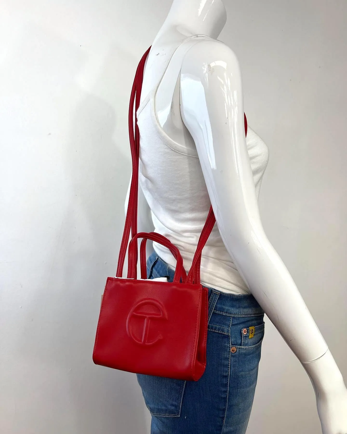 TELFAR VEGAN LEATHER SMALL SHOPPING TOTE BAG