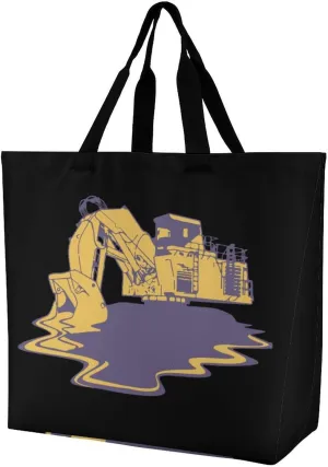 The Excavator Melt Reusable Grocery Bag Foldable Shopping Bags Tote Bags Shoulder Bag for Work Travel 40x40x16cm