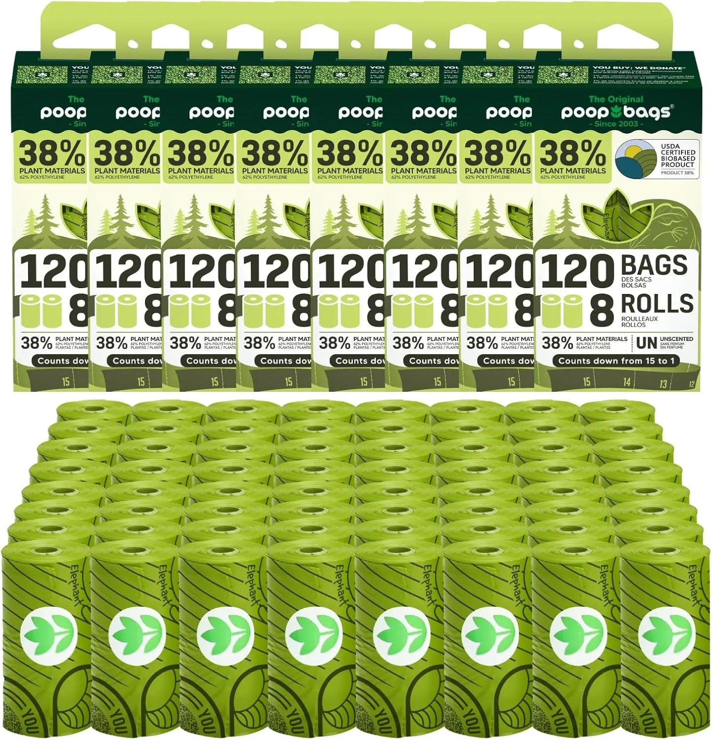 The Original Poop Bags® Dog Poop Bags Rolls – 38% Plant-Based, USDA Certified, Unscented, Leak-Proof & Durable Waste Bags for Dogs, 960 Count