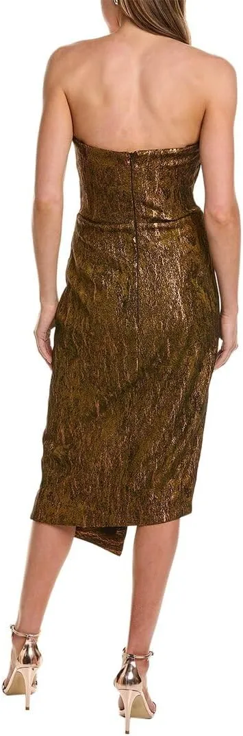 Theia Stretch Jacquard Strapless Cocktail Dress
