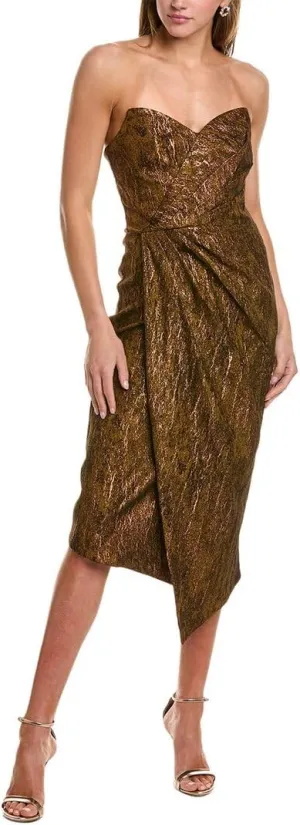 Theia Stretch Jacquard Strapless Cocktail Dress