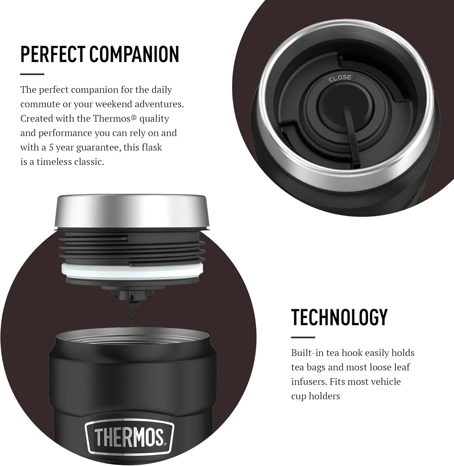 Thermos 101556 Stainless King Travel Tumbler Matt Black, 0.47 L
