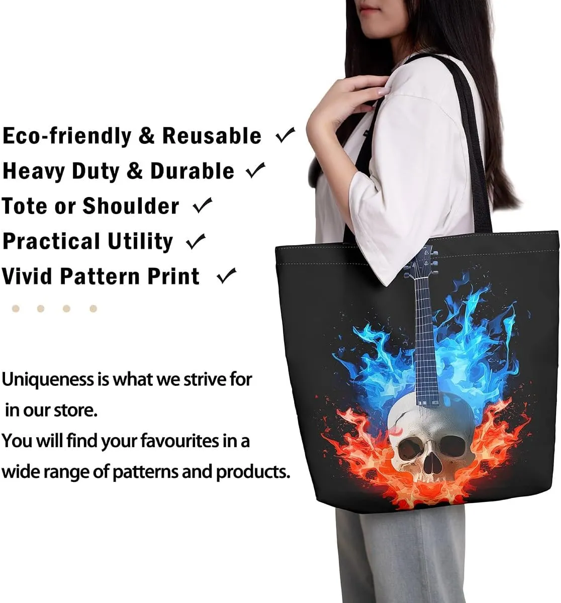 Tiger Canvas Tote Bag for Women,Romantic Rose Flower Tote Bag African Wild Animals Reusable Grocery Shoulder Bag