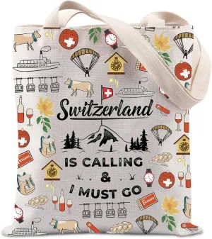 TIIMG Switzerland Lover Handbag Gift Switzerland Is Calling And I Must Go Tote Bag Europe Trip Gift