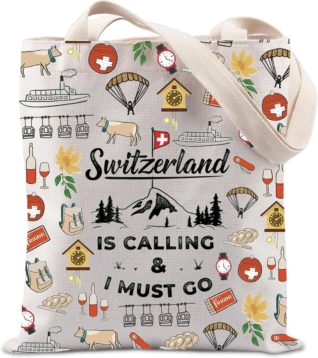 TIIMG Switzerland Lover Handbag Gift Switzerland Is Calling And I Must Go Tote Bag Europe Trip Gift