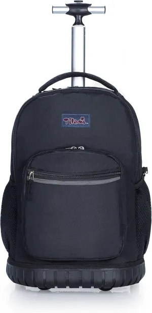 Tilami Rolling Backpack 18 Inch for School Travel, Black