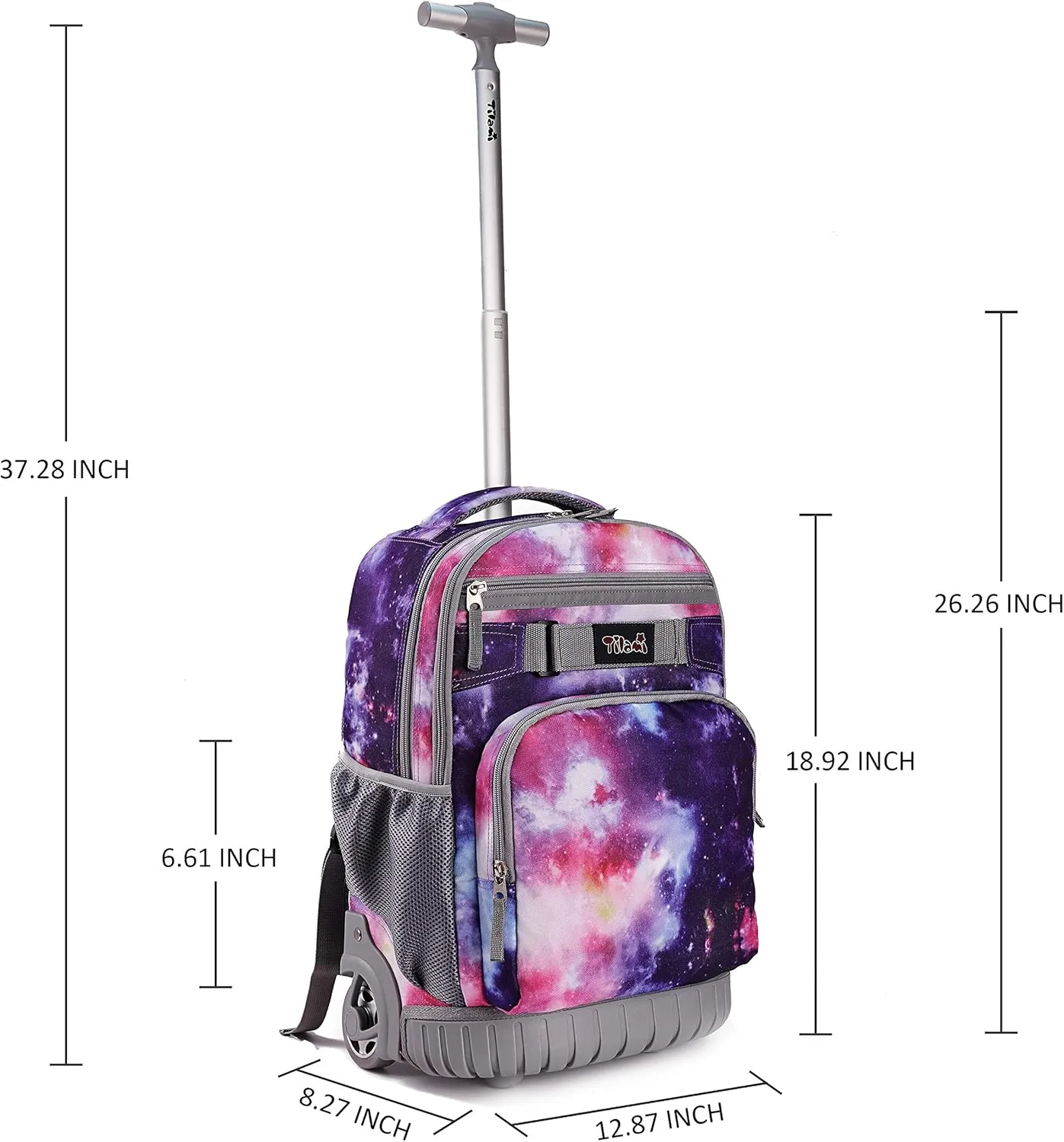 Tilami Rolling Backpack 18 inch Wheeled Backpack School College Student Travel Trip Boys and Girls
