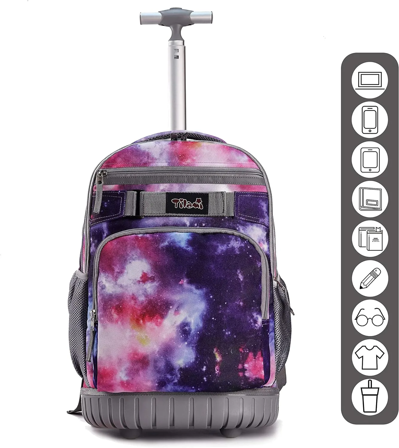 Tilami Rolling Backpack 18 inch Wheeled Backpack School College Student Travel Trip Boys and Girls