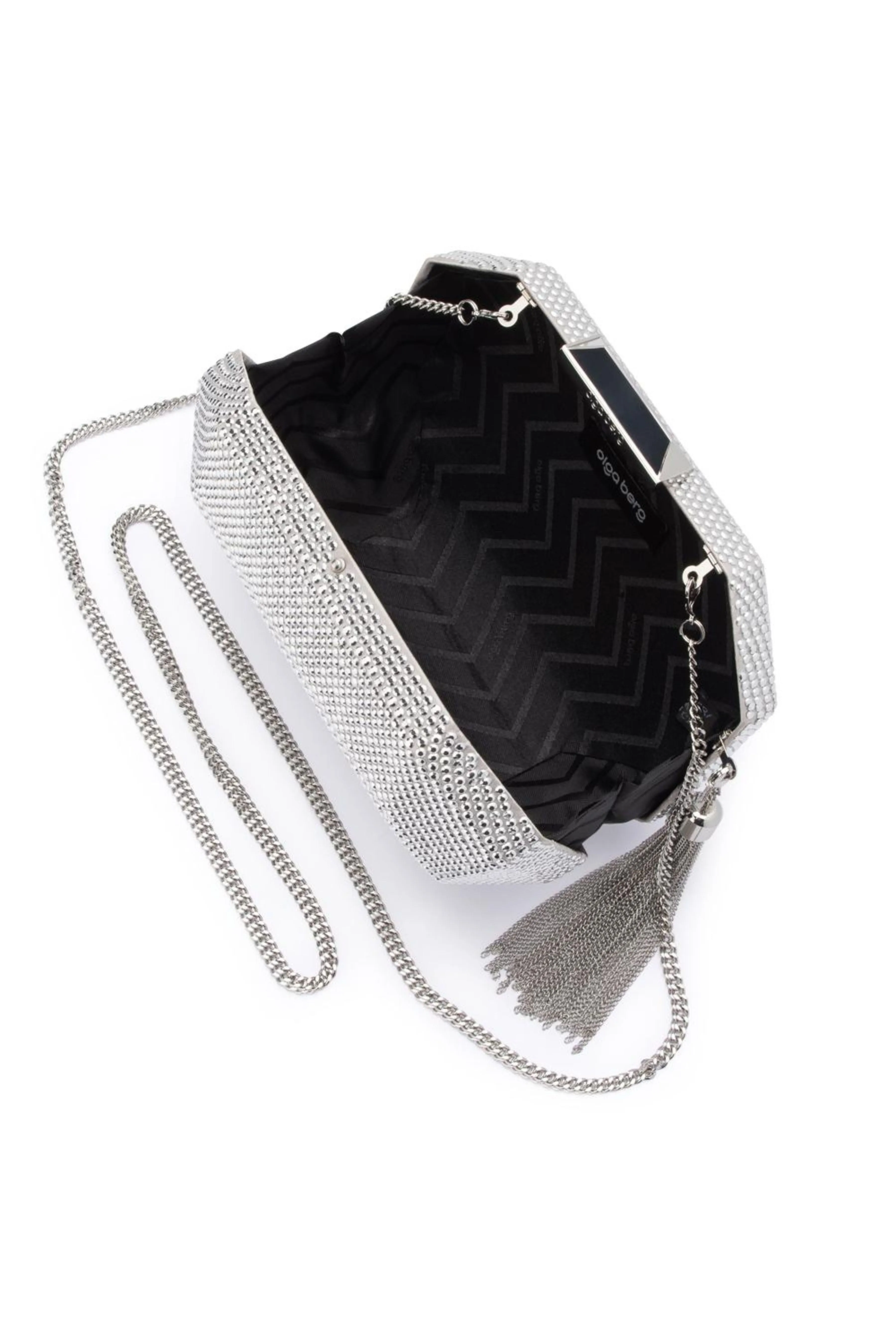 Tilly Hotfix Clutch with Tassel - Silver