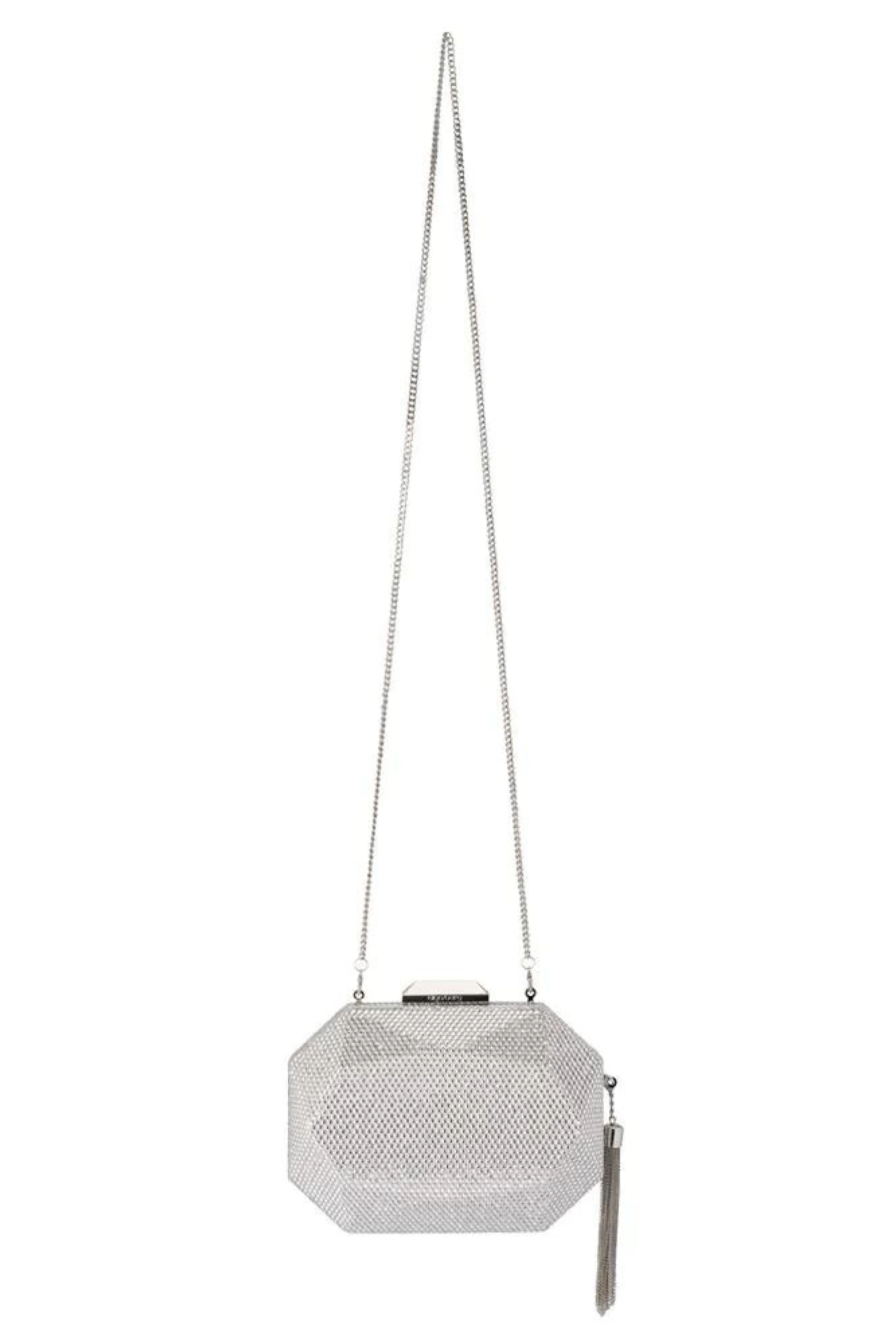 Tilly Hotfix Clutch with Tassel - Silver