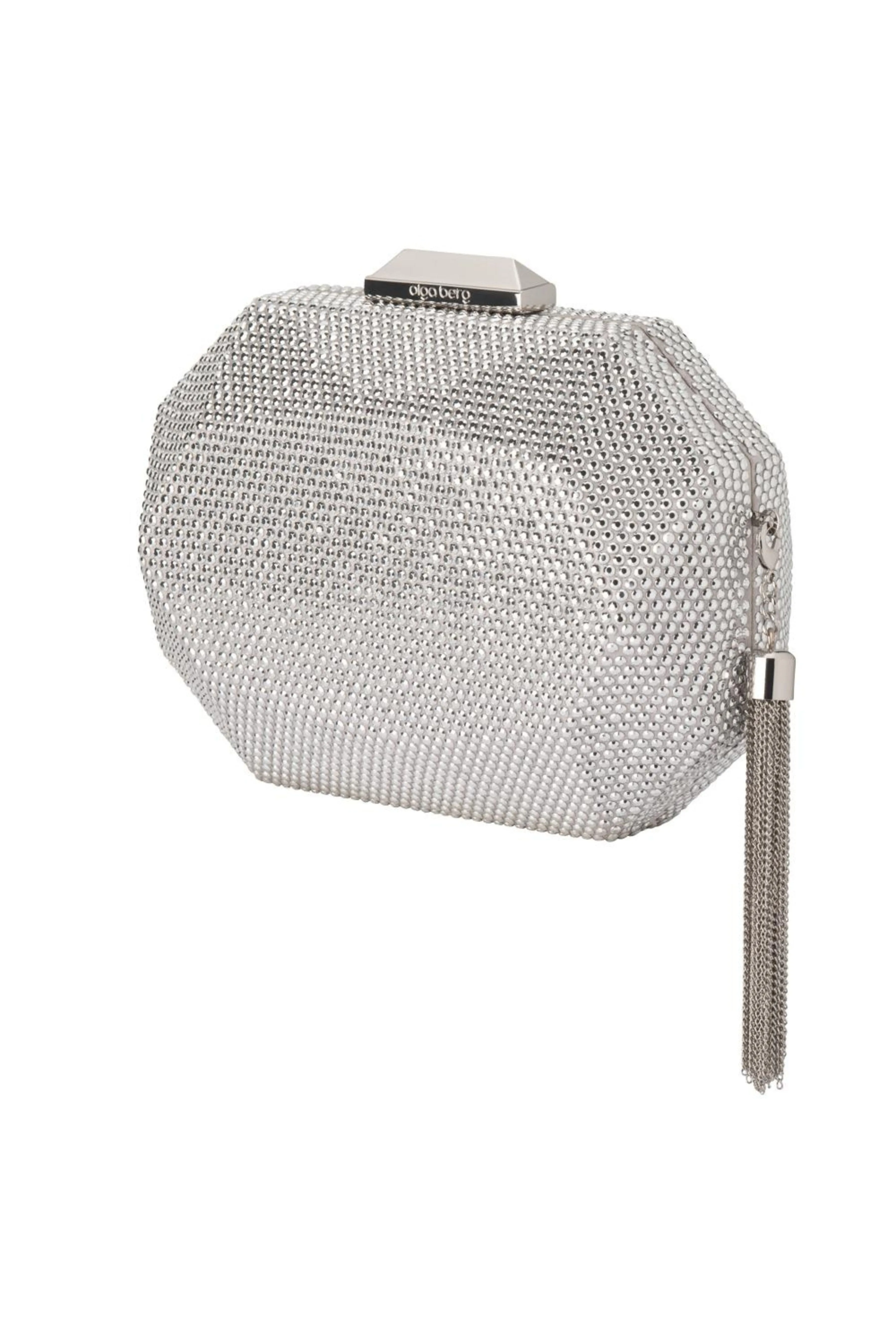 Tilly Hotfix Clutch with Tassel - Silver